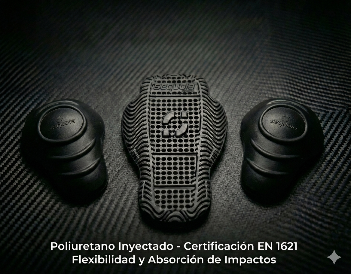 Protector de espalda y coderas CE de poliuretano inyectado certificado EN 1621